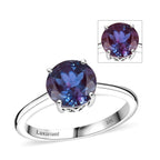 LUXURIANT 9K White Gold AGI Certified AAA Lab Grown Alexandrite Solitaire Ring 2.14 Ct._8112167