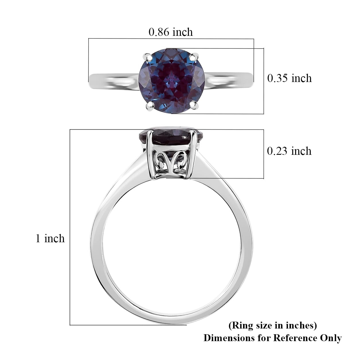 Certified and Appraised LUXURIANT 2.15 Ct. AAA Lab Grown Alexandrite Round-Cut Solitaire Ring in 10K White Gold 8112167 6