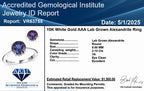 LUXURIANT 9K White Gold AGI Certified AAA Lab Grown Alexandrite Solitaire Ring 2.14 Ct._8112167_9