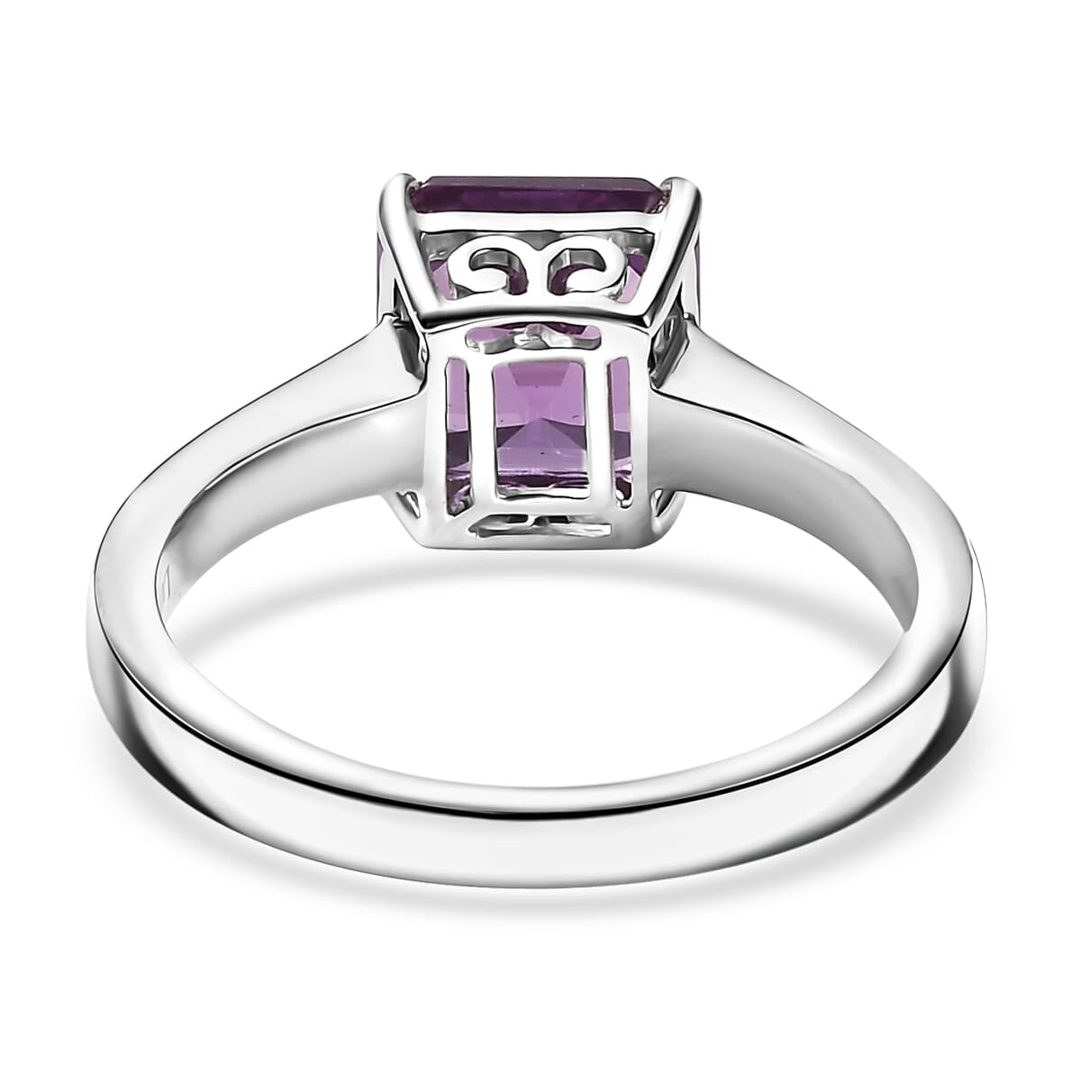 Certified and Appraised LUXURIANT Asscher Cut AAA Lab Grown Purple Sapphire Solitaire Ring in 10K White Gold 3.54 Ct. 8112342 5
