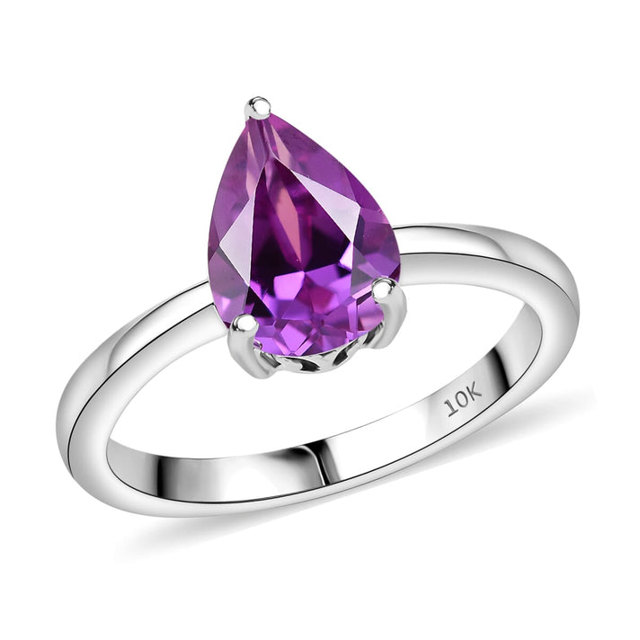 Certified &amp; Appraised LUXURIANT 2.73 Ct. AAA Lab Grown Purple Sapphire Solitaire Ring in 10K White Gold 8112370 1