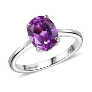 Certified &amp; Appraised LUXURIANT AAA Lab Grown Purple Sapphire Solitaire Ring in 10K White Gold 2.41 Ct. 8112394 1