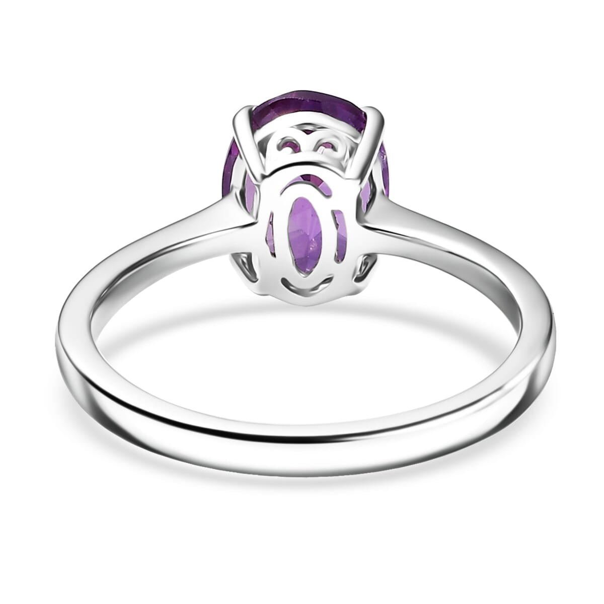 Certified &amp; Appraised LUXURIANT AAA Lab Grown Purple Sapphire Solitaire Ring in 10K White Gold 2.41 Ct. 8112394 5