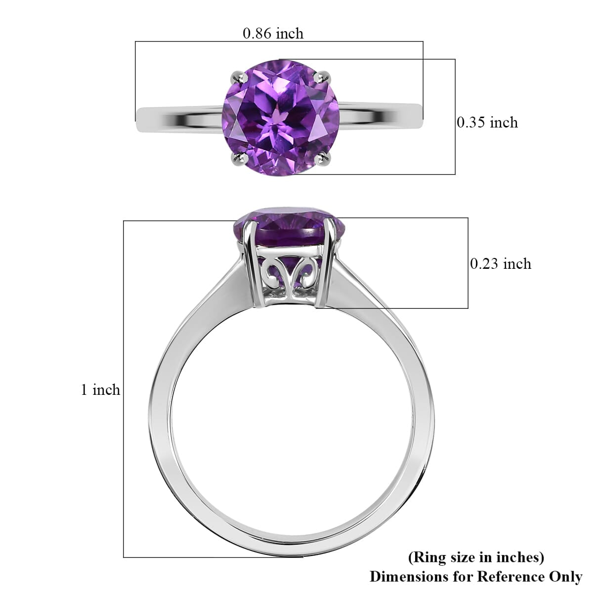 Certified and Appraised LUXURIANT 2.78 Ct. AAA Lab Grown Purple Sapphire Solitaire Ring in 10K White Gold 8112418 6