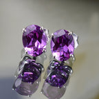 Luxuriant Diamond 10K White Gold AAA Lab Grown Color Change Sapphire Solitaire Stud Push Post Earring, Gold Wt.1.09 Gms  2.774  Ct._8112442_1