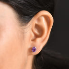 Luxuriant Diamond 10K White Gold AAA Lab Grown Color Change Sapphire Solitaire Stud Push Post Earring, Gold Wt.1.09 Gms  2.774  Ct._8112442_2