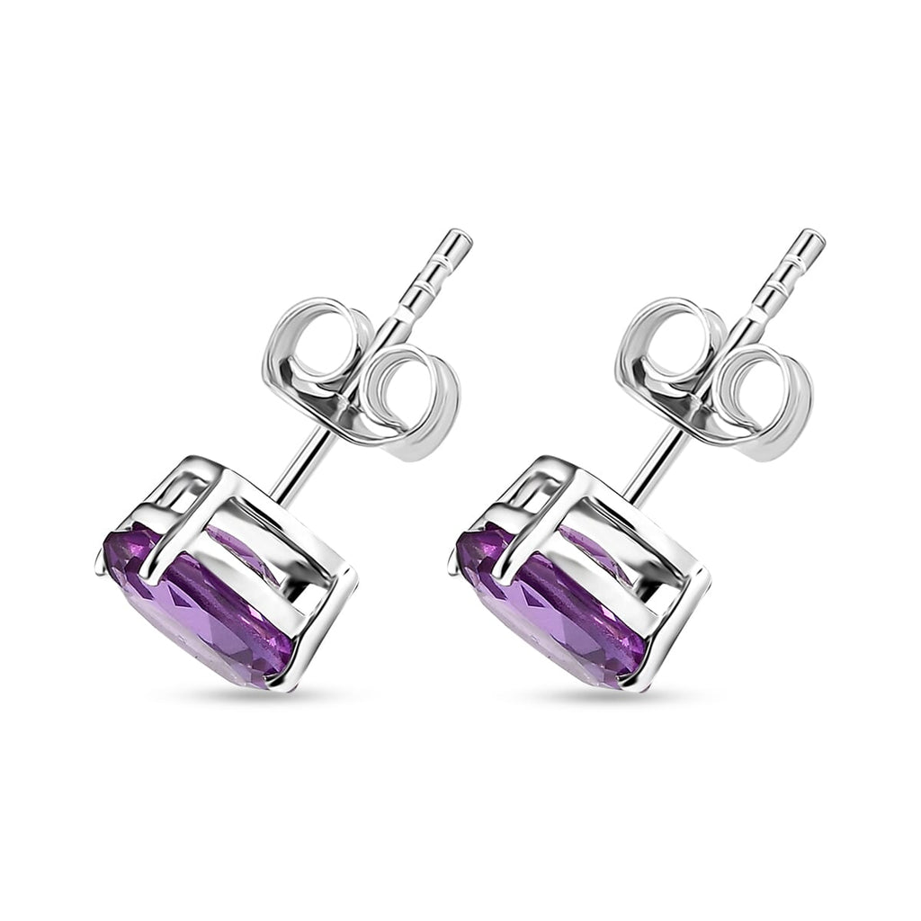 Luxuriant Diamond 10K White Gold AAA Lab Grown Color Change Sapphire Solitaire Stud Push Post Earring, Gold Wt.1.09 Gms  2.774  Ct._8112442_4
