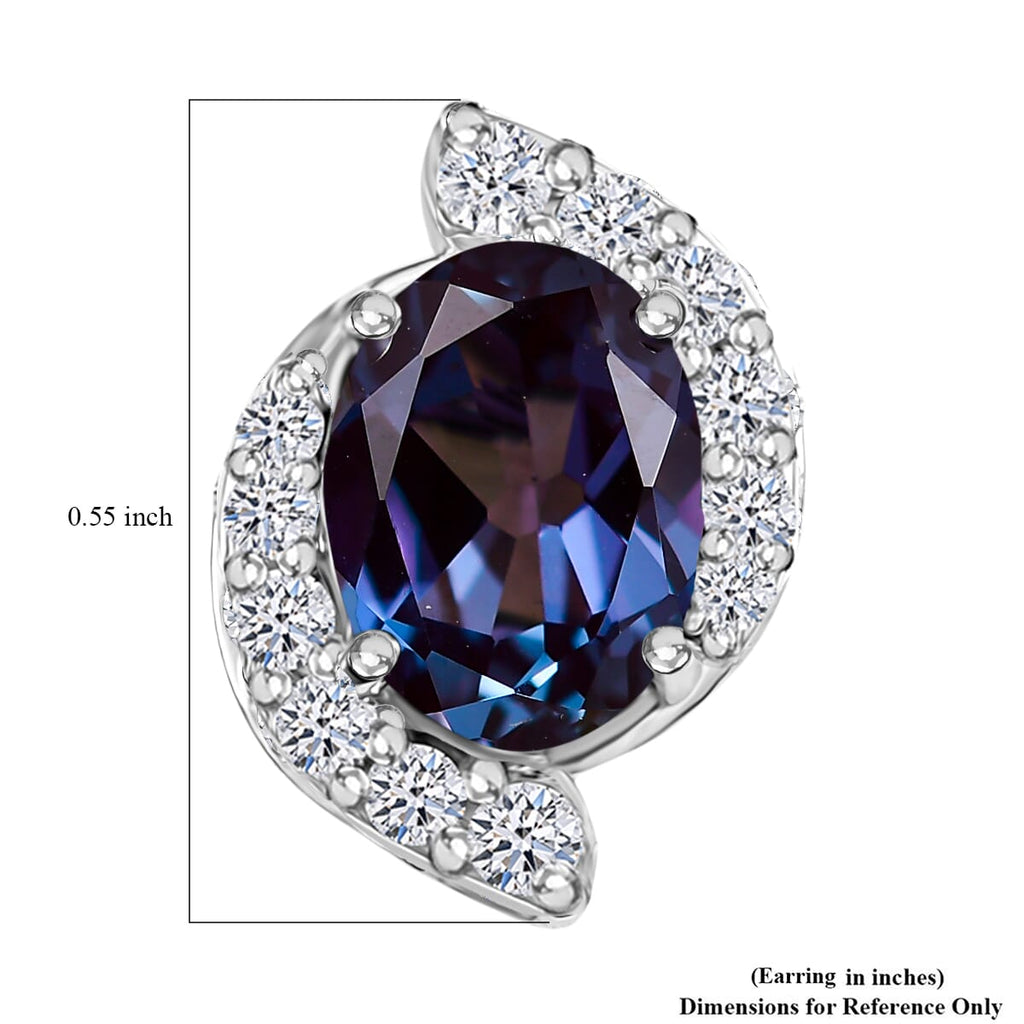 Luxuriant 10K White Gold AAA Lab Grown Alexandrite, Lab Grown Diamond GH, SI Fancy Earring, Gold Wt.2.49 Gms  3.718  Ct._8112460_5