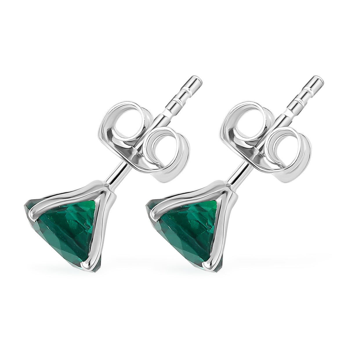 Certified and Appraised LUXURIANT AAA Lab Grown Emerald Solitaire Stud Push Post Earring in 10K White Gold, 1.88 Ct. 8112466 4