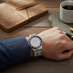 GENOA TIME V2 Miyota 2035 Japan Movt. 3ATM Water Resistant White Dial Mens Watch with Silver Colour Stainless Steel Strap and Black Bezel_8114202_2