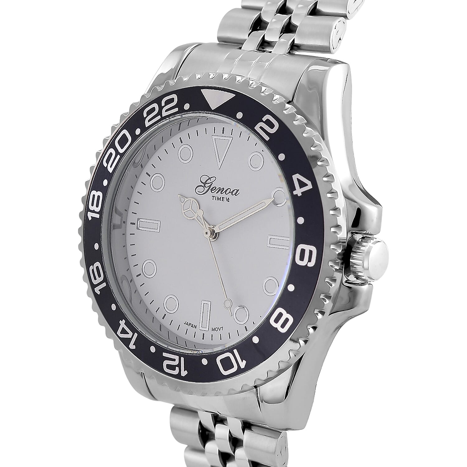 GENOA TIME V2 Miyota 2035 Japan Movt. 3ATM Water Resistant White Dial Mens Watch with Silver Colour Stainless Steel Strap and Black Bezel 8114202 4