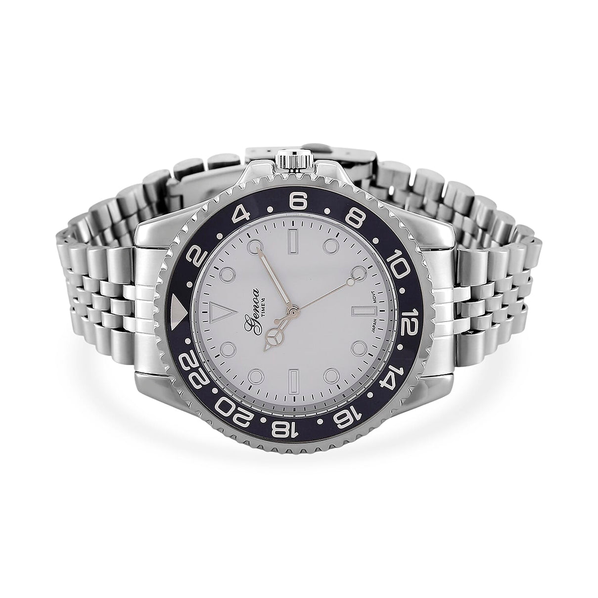 GENOA TIME V2 Miyota 2035 Japan Movt. 3ATM Water Resistant White Dial Mens Watch with Silver Colour Stainless Steel Strap and Black Bezel 8114202 5