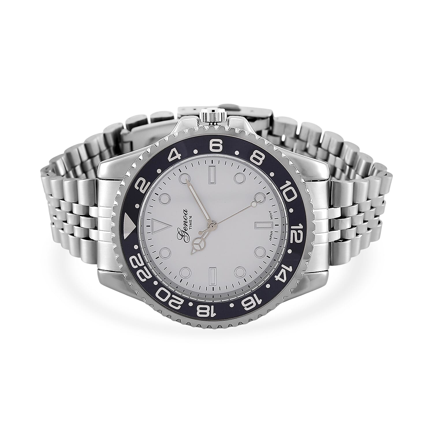 GENOA TIME V2 Miyota 2035 Japan Movt. 3ATM Water Resistant White Dial Mens Watch with Silver Colour Stainless Steel Strap and Black Bezel 8114202 5