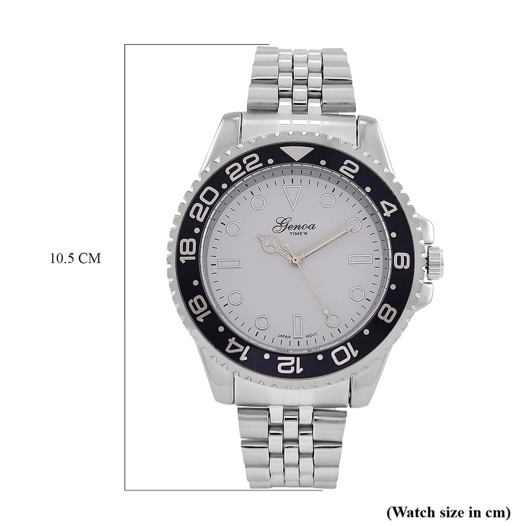 GENOA TIME V2 Miyota 2035 Japan Movt. 3ATM Water Resistant White Dial Mens Watch with Silver Colour Stainless Steel Strap and Black Bezel_8114202_7