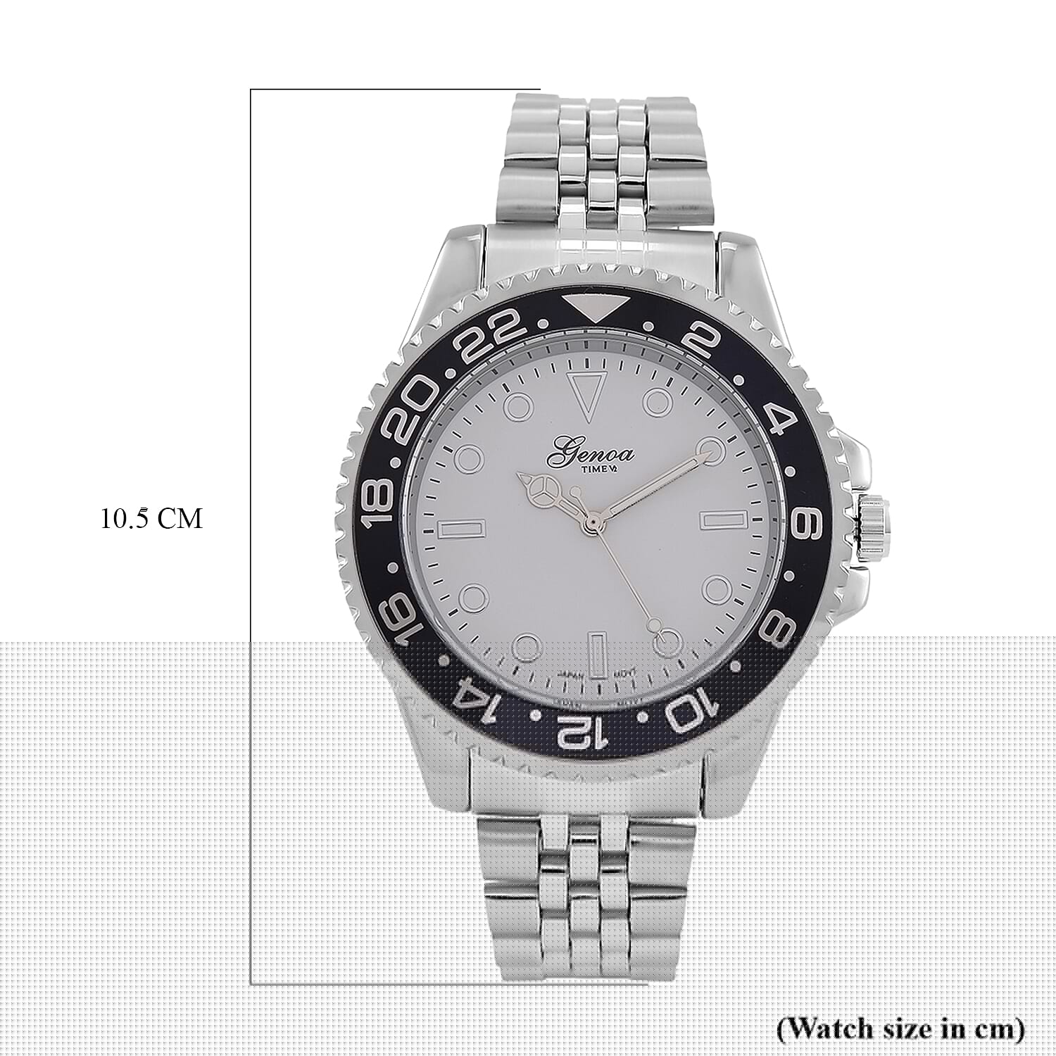 GENOA TIME V2 Miyota 2035 Japan Movt. 3ATM Water Resistant White Dial Mens Watch with Silver Colour Stainless Steel Strap and Black Bezel 8114202 8