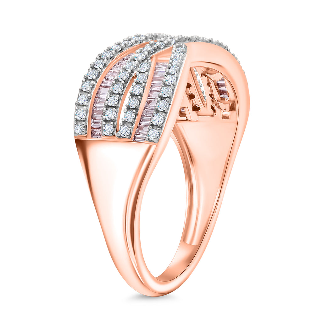 9K Rose Gold SGL Certified Pink Diamond and White Diamond Ring 0.50 Ct._8114294_2