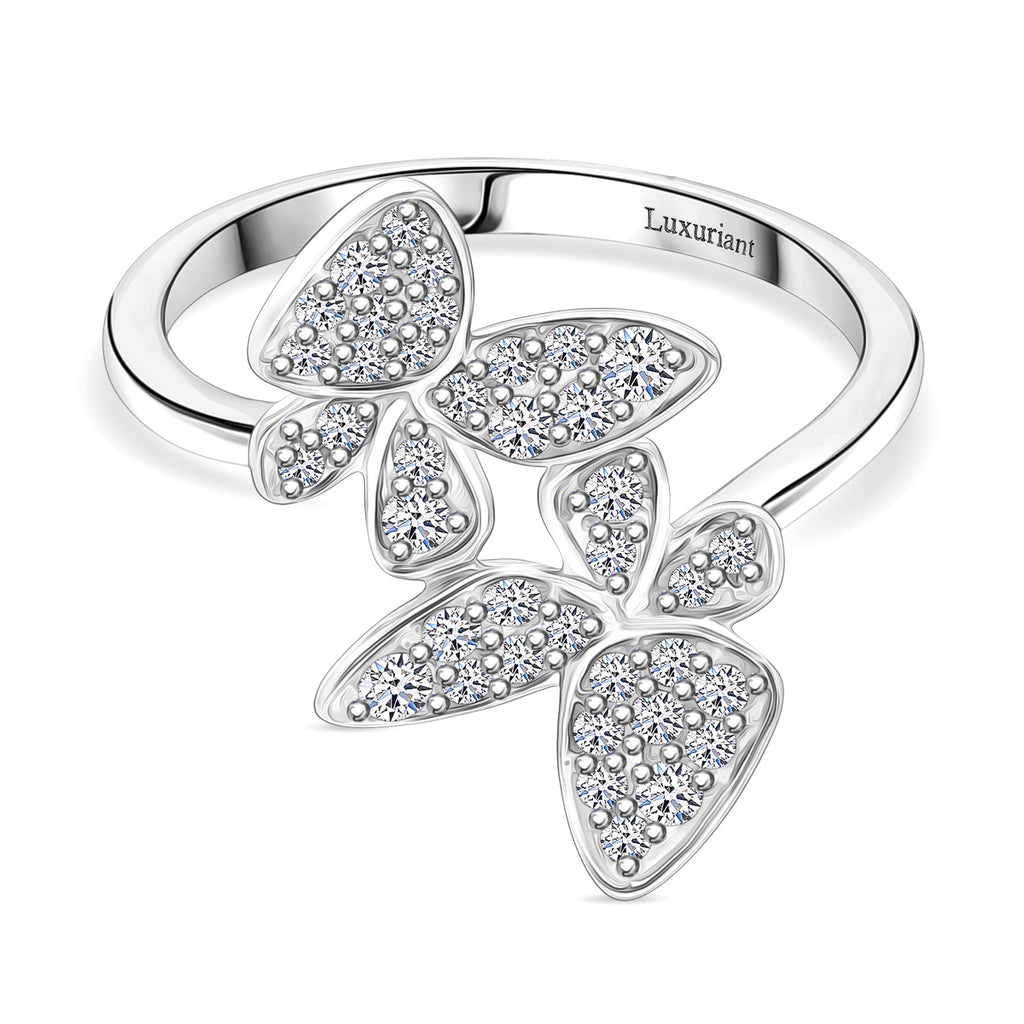 Luxuriant - Lab Grown Diamond Butterfly Ring in Rhodium Overlay Sterling Silver 0.50 Ct._8114327