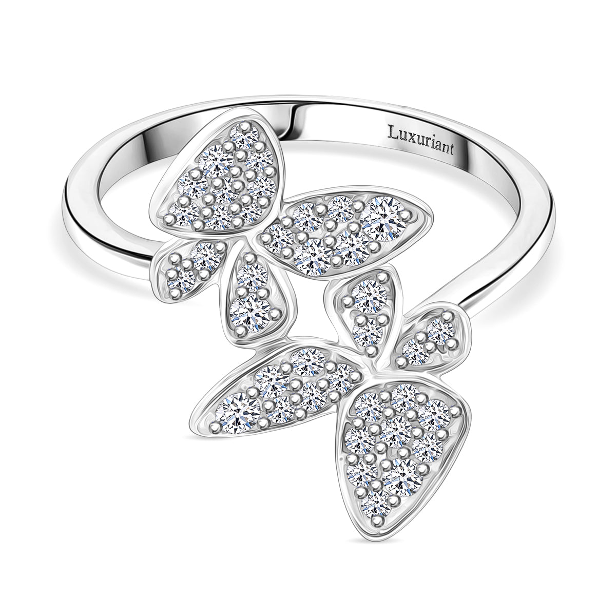 LUXURIANT Lab Grown Diamond Ring in Rhodium Overlay Sterling Silver 0.5 Ct. 8114327 0