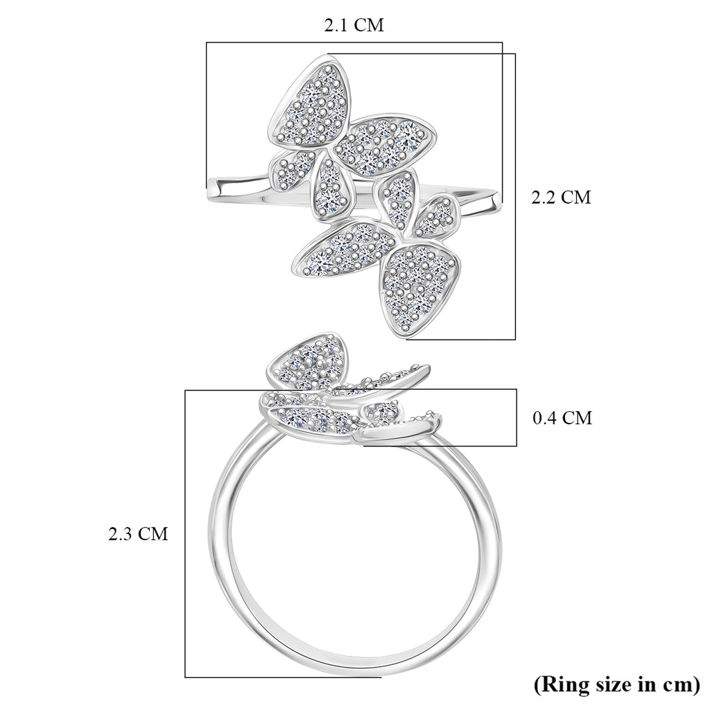 Luxuriant - Lab Grown Diamond Butterfly Ring in Rhodium Overlay Sterling Silver 0.50 Ct._8114327_4