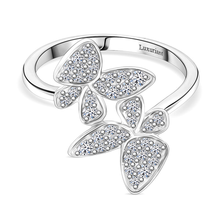 LUXURIANT Lab Grown Diamond Ring in Rhodium Overlay Sterling Silver 0.5 Ct. 8114328 1