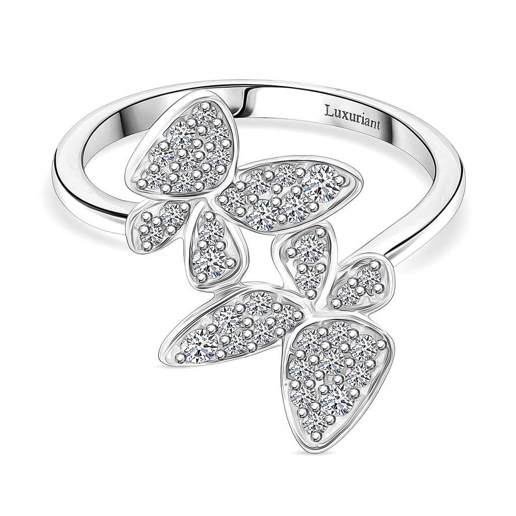 Luxuriant - Lab Grown Diamond Butterfly Ring in Rhodium Overlay Sterling Silver 0.50 Ct._8114334