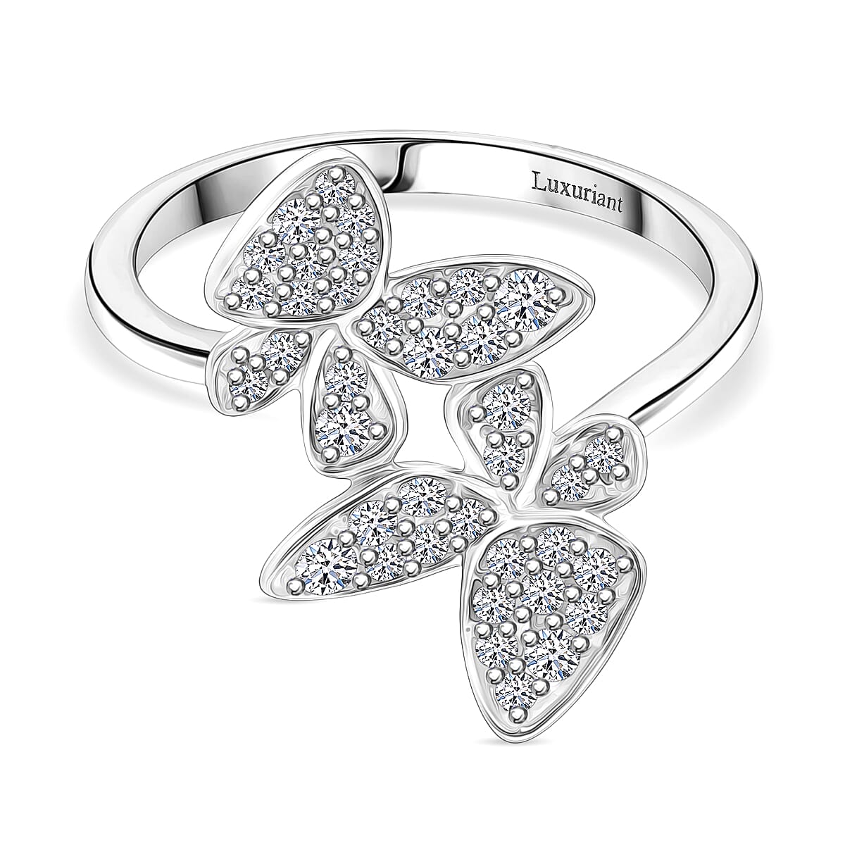 LUXURIANT Lab Grown Diamond Ring in Rhodium Overlay Sterling Silver 0.5 Ct. 8114334 0