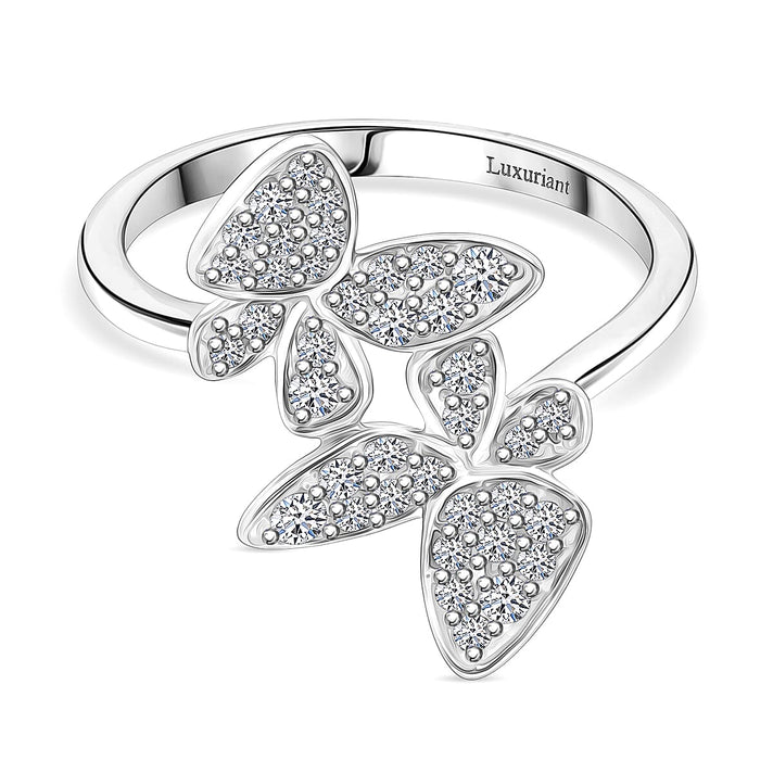 LUXURIANT Lab Grown Diamond Ring in Rhodium Overlay Sterling Silver 0.5 Ct. 8114334 1