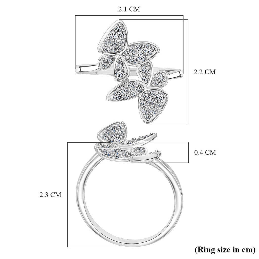 Luxuriant - Lab Grown Diamond Butterfly Ring in Rhodium Overlay Sterling Silver 0.50 Ct._8114334_4