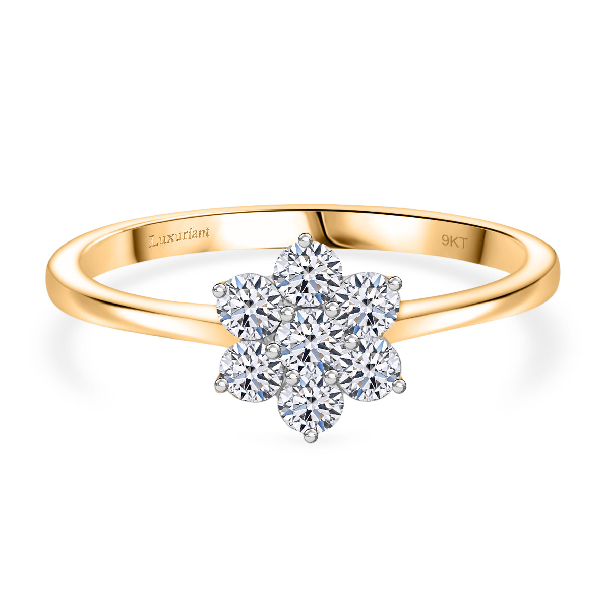 LUXURIANT 0.5 Ct. Lab Grown Diamond Floral Ring in 9K Yellow Gold (SI/GH) 8114391 0