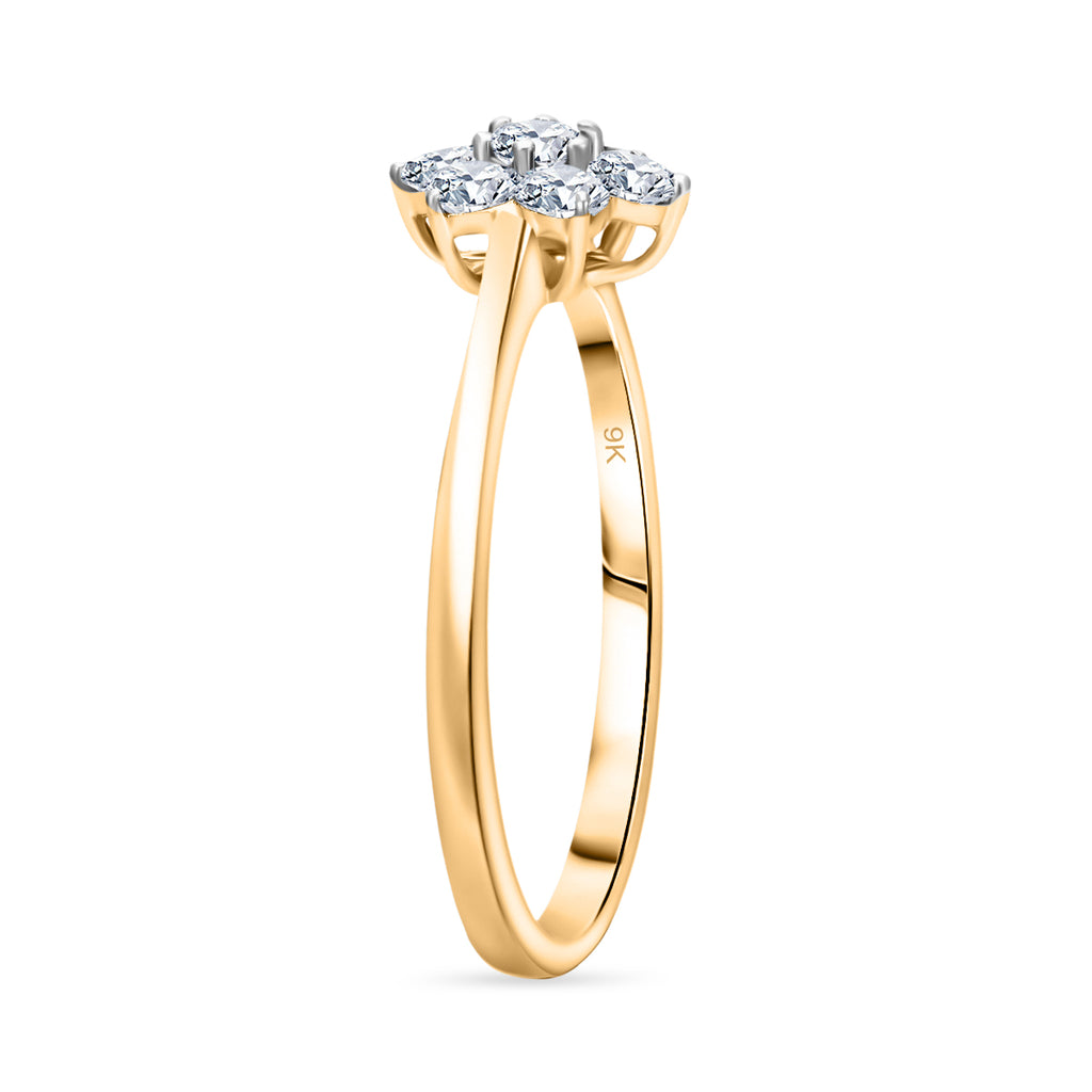 Luxuriant Diamond 9K Yellow Gold (SI/GH) Lab Grown Diamond Floral Ring_8114391_2