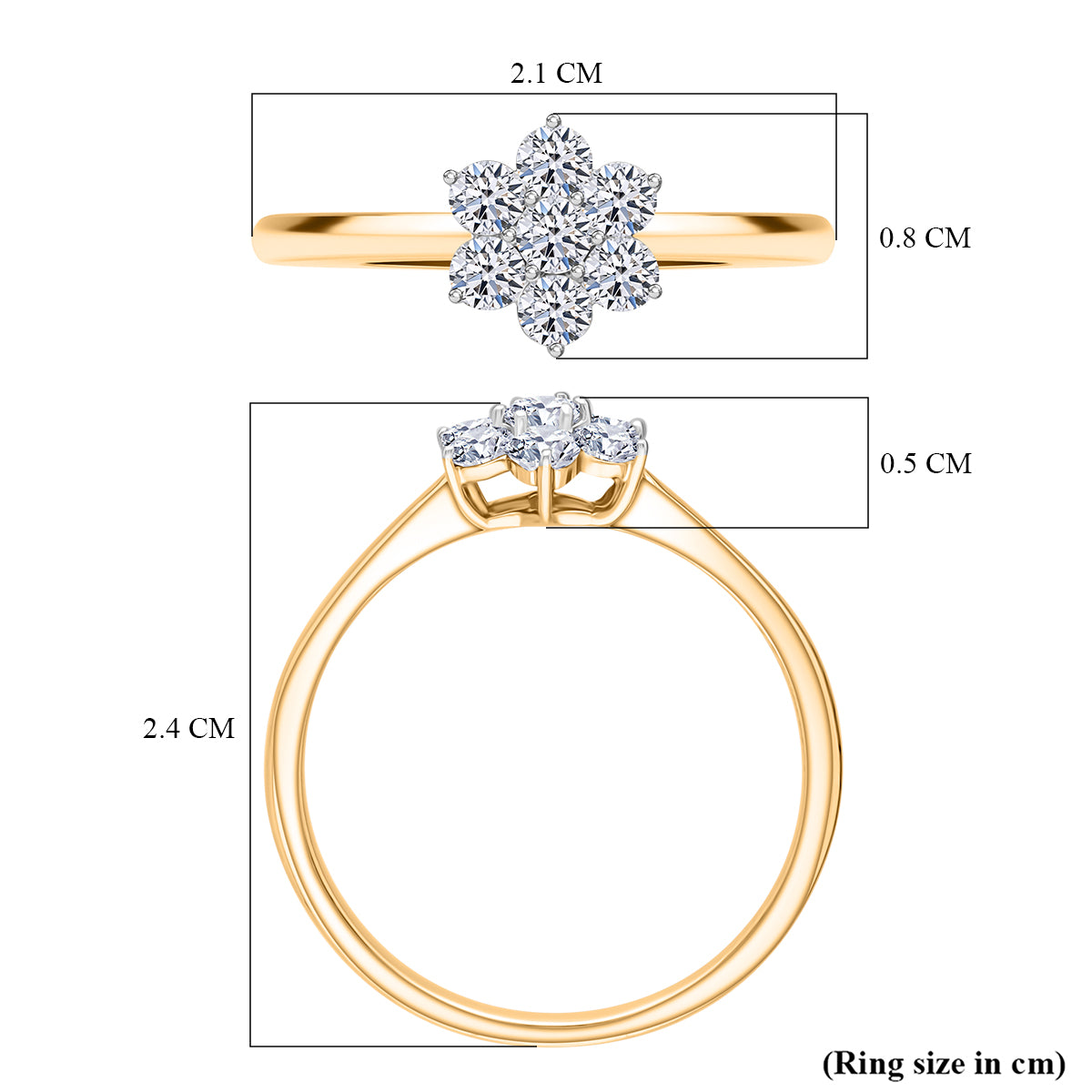 LUXURIANT 0.5 Ct. Lab Grown Diamond Floral Ring in 9K Yellow Gold (SI/GH) 8114391 5