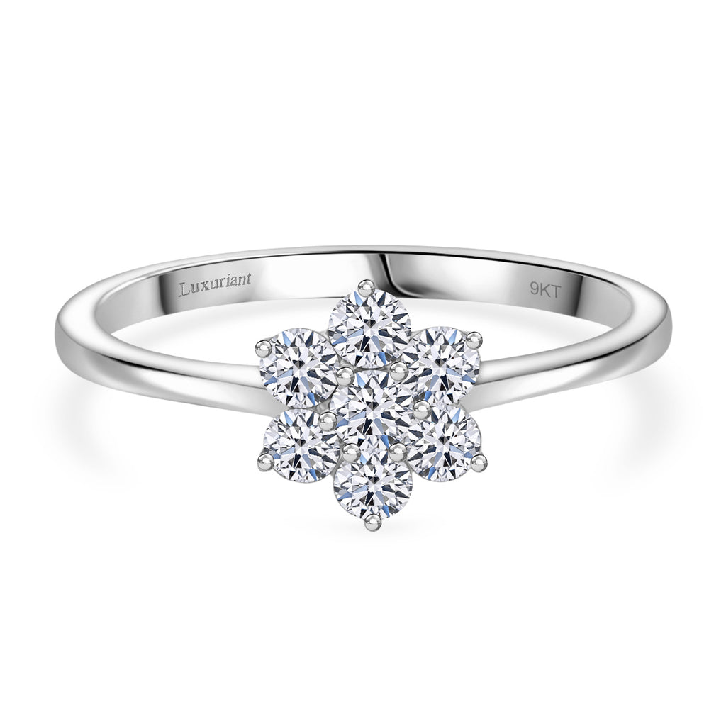 Luxuriant - 9K White Gold Lab Grown Diamond (SI/G-H) Floral Ring 0.50 Ct._8114405