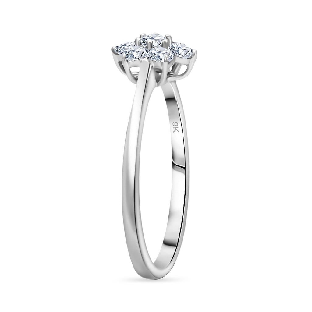 Luxuriant - 9K White Gold Lab Grown Diamond (SI/G-H) Floral Ring 0.50 Ct._8114405_2