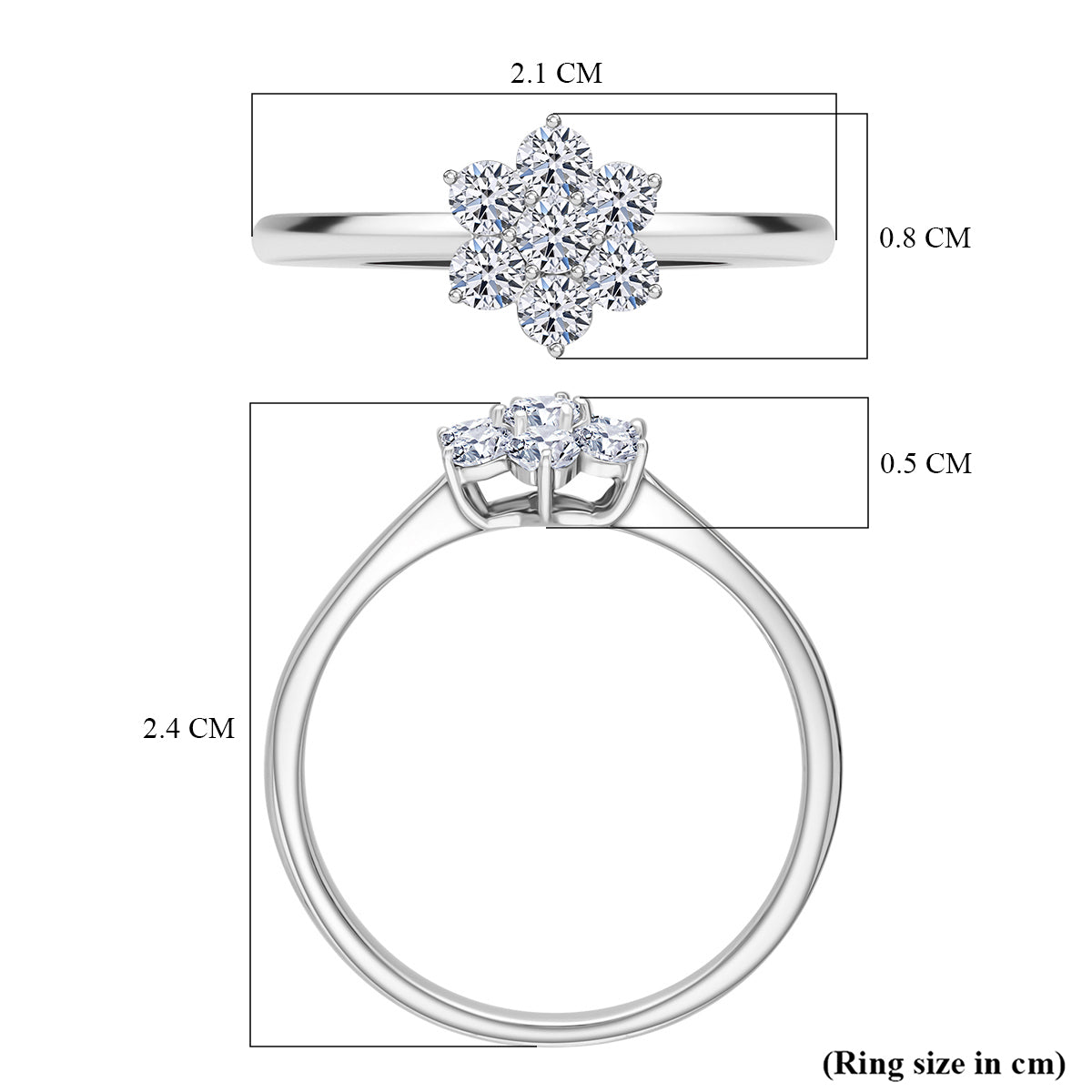 LUXURIANT 0.5 Ct. Lab Grown Diamond Floral Ring in 9K White Gold (SI/GH) 8114405 5