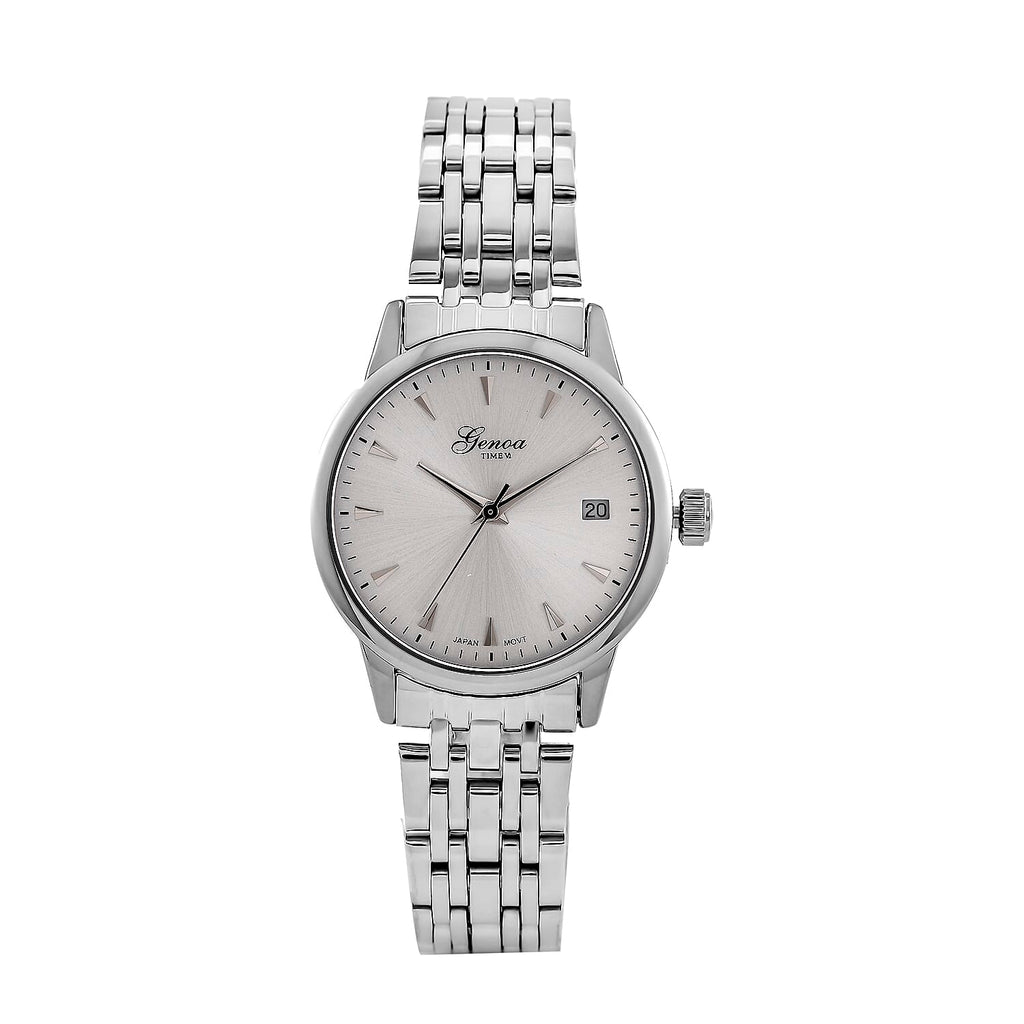 GENOA TIME V2 Miyota GM12 Japan Movt. 3ATM Water Resistant White Dial Mens Watch with Silver Colour Stainless Steel Strap_8114429