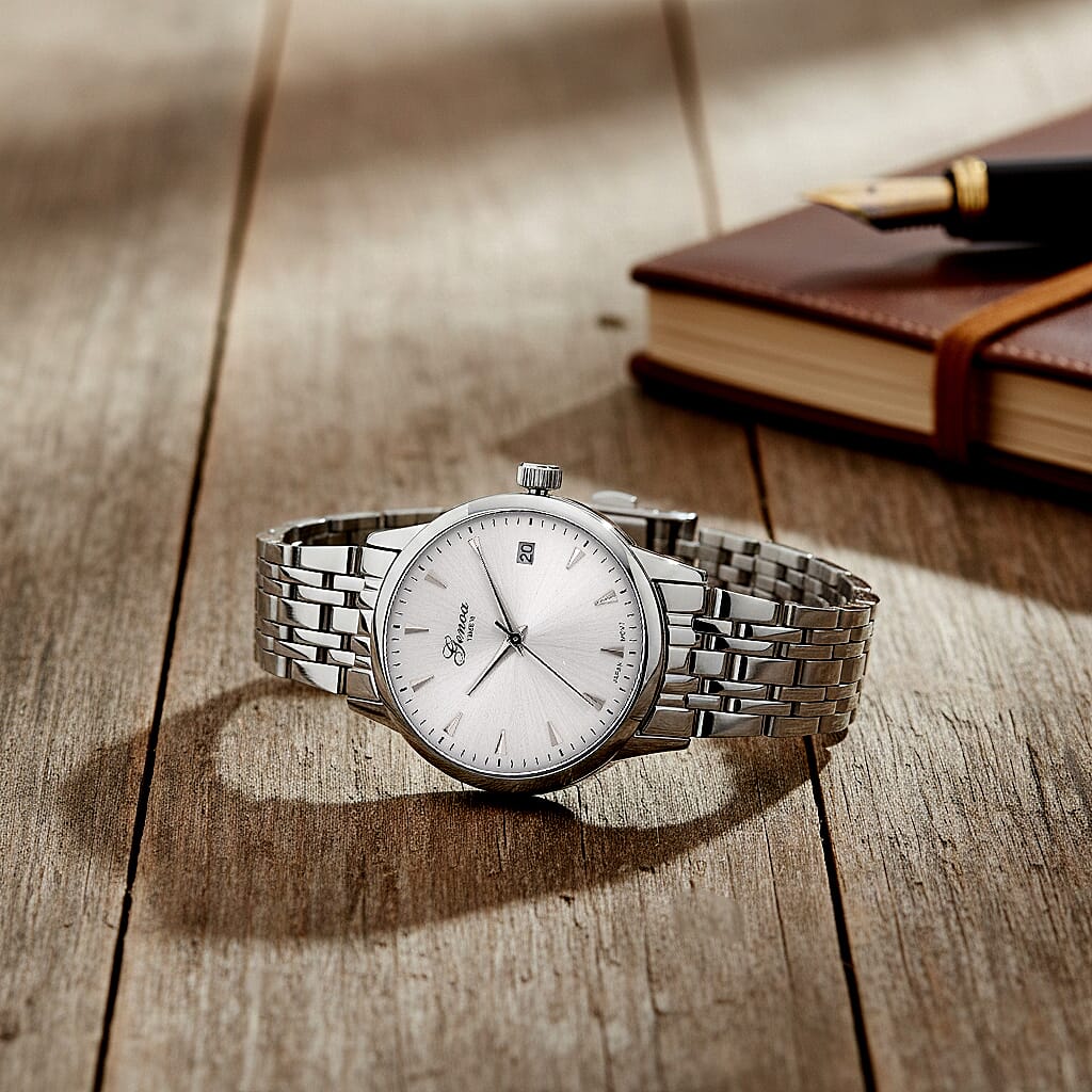 GENOA TIME V2 Miyota GM12 Japan Movt. 3ATM Water Resistant White Dial Men's Watch with Silver Colour Stainless Steel Strap V32517539 2
