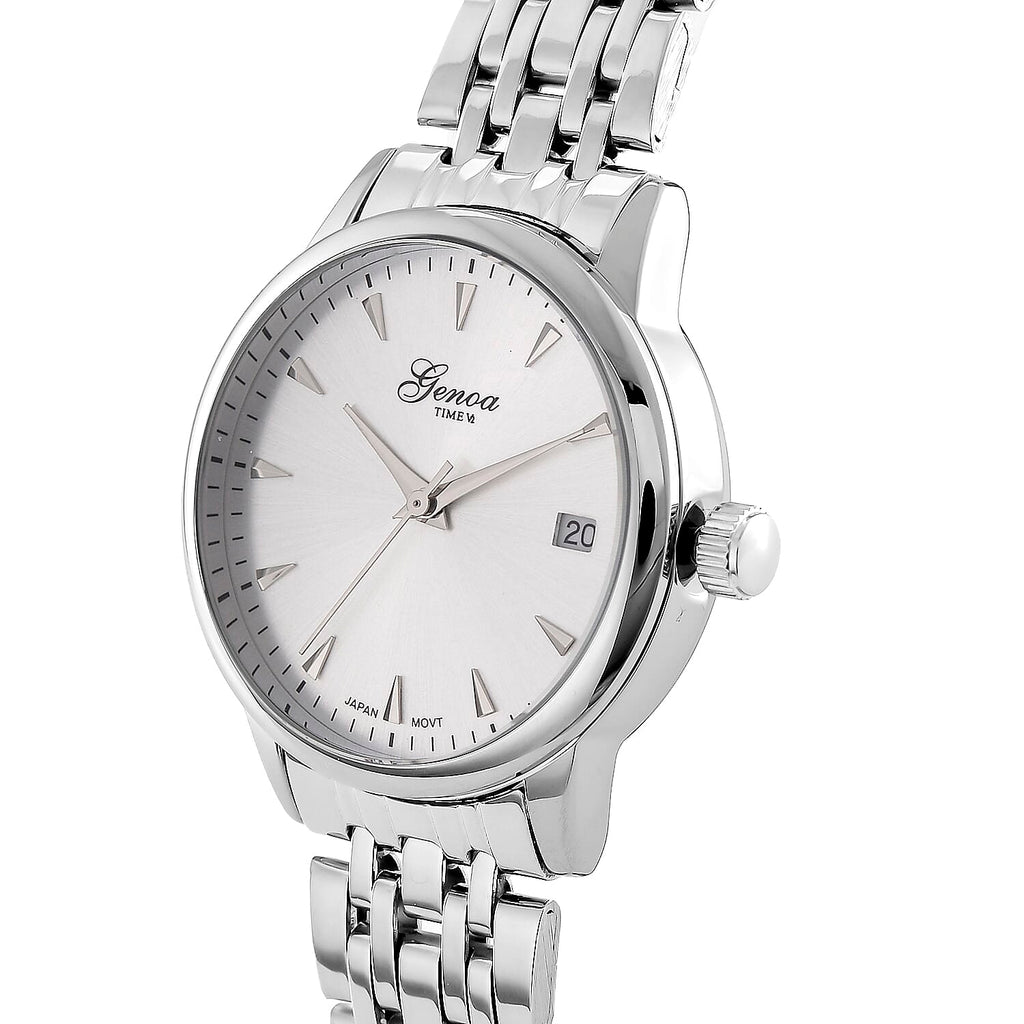 GENOA TIME V2 Miyota GM12 Japan Movt. 3ATM Water Resistant White Dial Mens Watch with Silver Colour Stainless Steel Strap_8114429_3