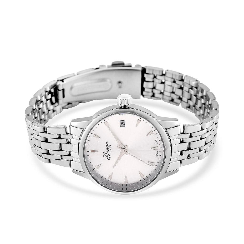GENOA TIME V2 Miyota GM12 Japan Movt. 3ATM Water Resistant White Dial Mens Watch with Silver Colour Stainless Steel Strap_8114429_4