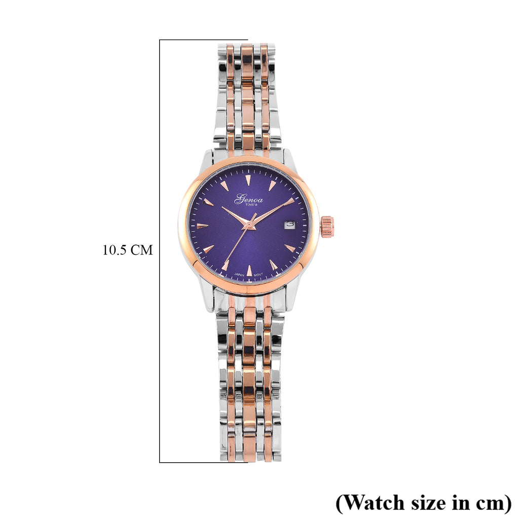 CLASSIC GENOA TIME V2 Miyota GM12 Japan Movt. 3ATM Water Resistant Blue Dial Watch with Silver and Rose Gold Colour Stainless Steel Strap_8114435_7