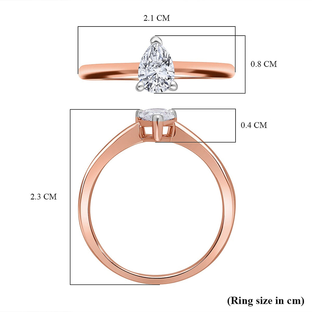 Luxuriant Pear Cut Lab Grown Diamond (VS/EF) Ring in Vermeil Rose Gold Plated Sterling Silver 0.50 Ct._8114512_4