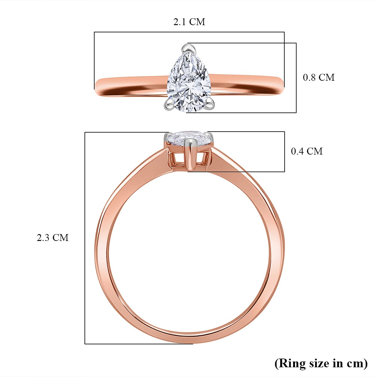 LUXURIANT 0.5 Ct. Lab Grown Diamond Solitaire Ring in Vermeil Rose Gold Plated Sterling Silver 8114512 5