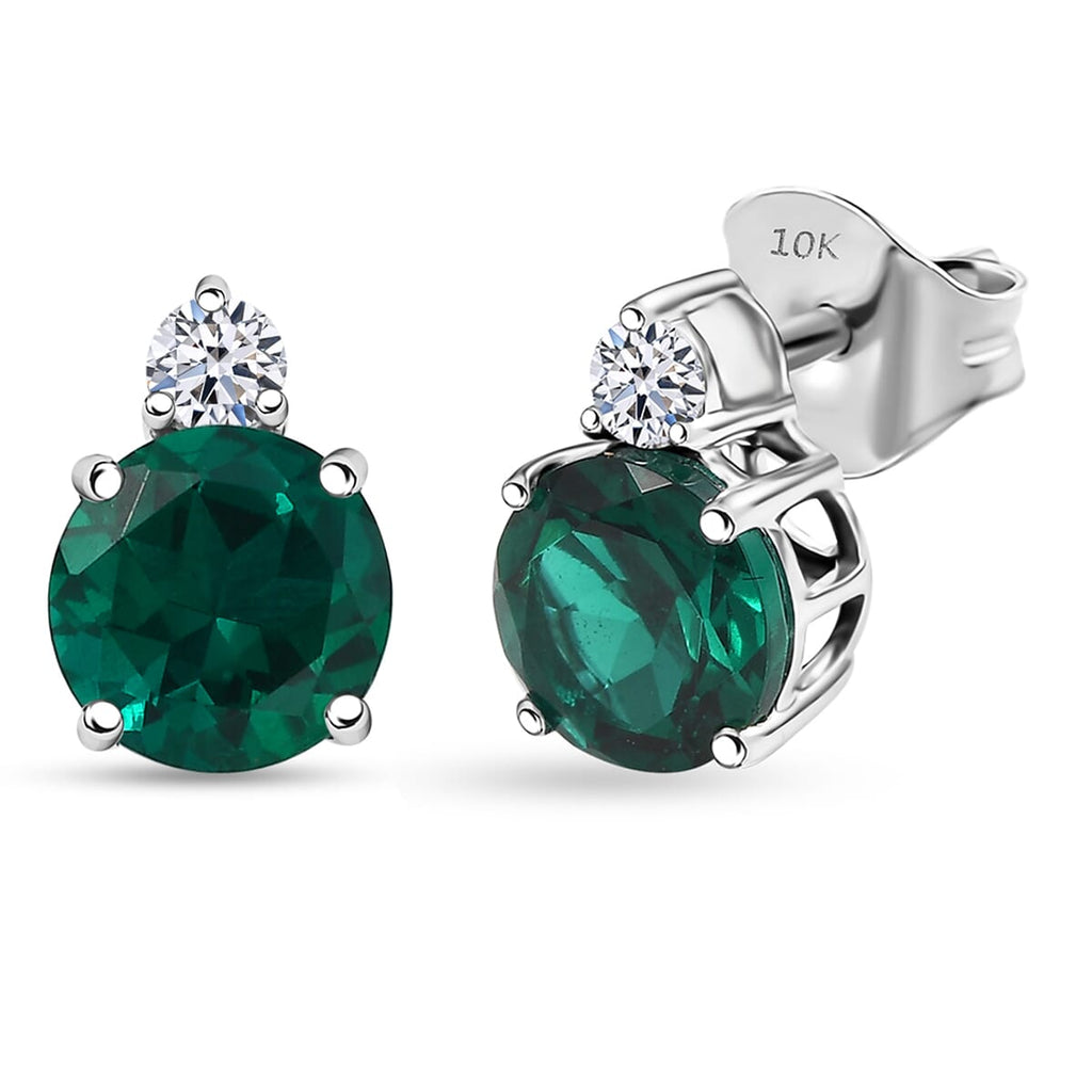 10K White Gold AAA Lab Grown Emerald, Lab Grown Diamond GH, SI Fancy Earring, Gold Wt.1.24 Gms  1.996  Ct._8114731