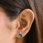 10K White Gold AAA Lab Grown Emerald, Lab Grown Diamond GH, SI Fancy Earring, Gold Wt.1.24 Gms  1.996  Ct._8114731_2