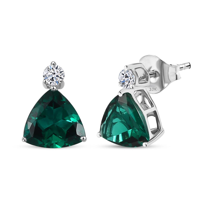 Appraised &amp; Certified LUXURIANT 10K White Gold AAA Lab Grown Emerald, Lab Grown Diamond GH, SI Solitaire Stud Push Post Earring, 2.12 Ct. 8114732 1