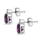Luxuriant 10K White Gold AAA Lab Grown Color Change Sapphire, Lab Grown Diamond GH, SI Solitaire Stud Push Post Earring, Gold Wt.1.12 Gms  2.992  Ct._8114808_3