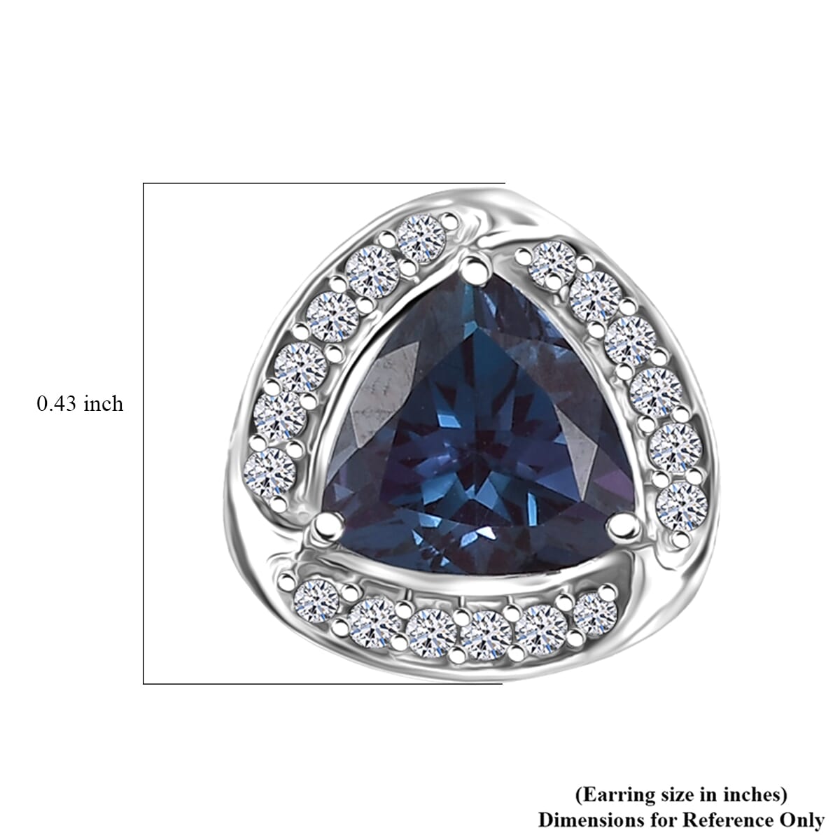 Certified &amp; Appraised LUXURIANT AAA Lab Grown Alexandrite, Lab Grown Diamond Halo Push Post Earring in 10K White Gold 3.18 Ct. 8114843 5