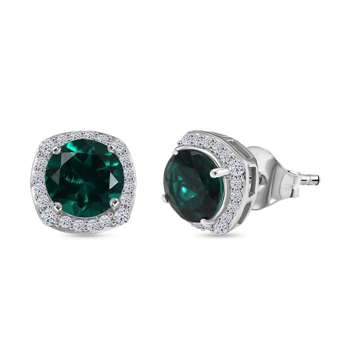 Appraised &amp; Certified LUXURIANT 10K White Gold AAA Lab Grown Emerald, Lab Grown Diamond GH, SI Solitaire Stud Push Post Earring, 2.57 Ct. 8115000 1