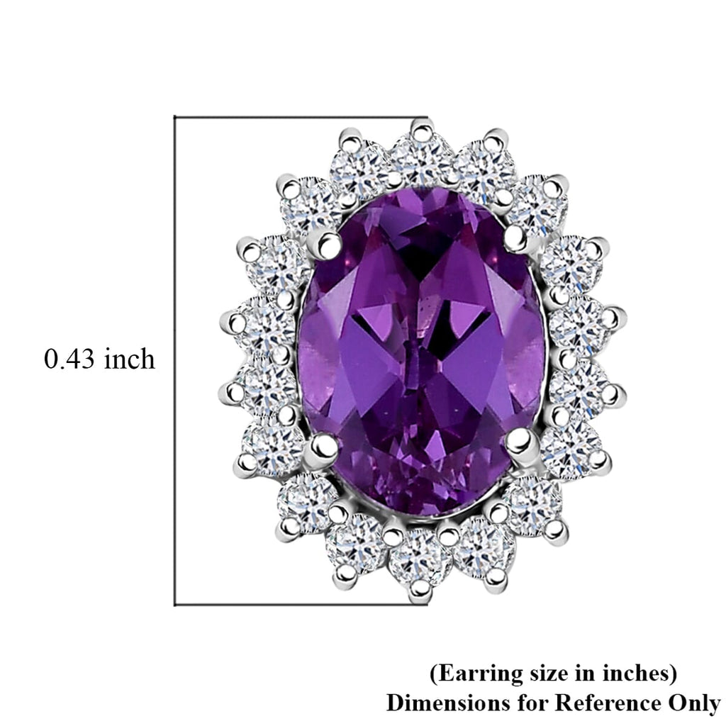 Luxuriant 9K White Gold AGI Certified AAA Lab Grown Color Change Sapphire & Lab Grown Diamond (SI/G-H) Solitaire Stud Push Post Earring 3.03 Ct._8115004_5