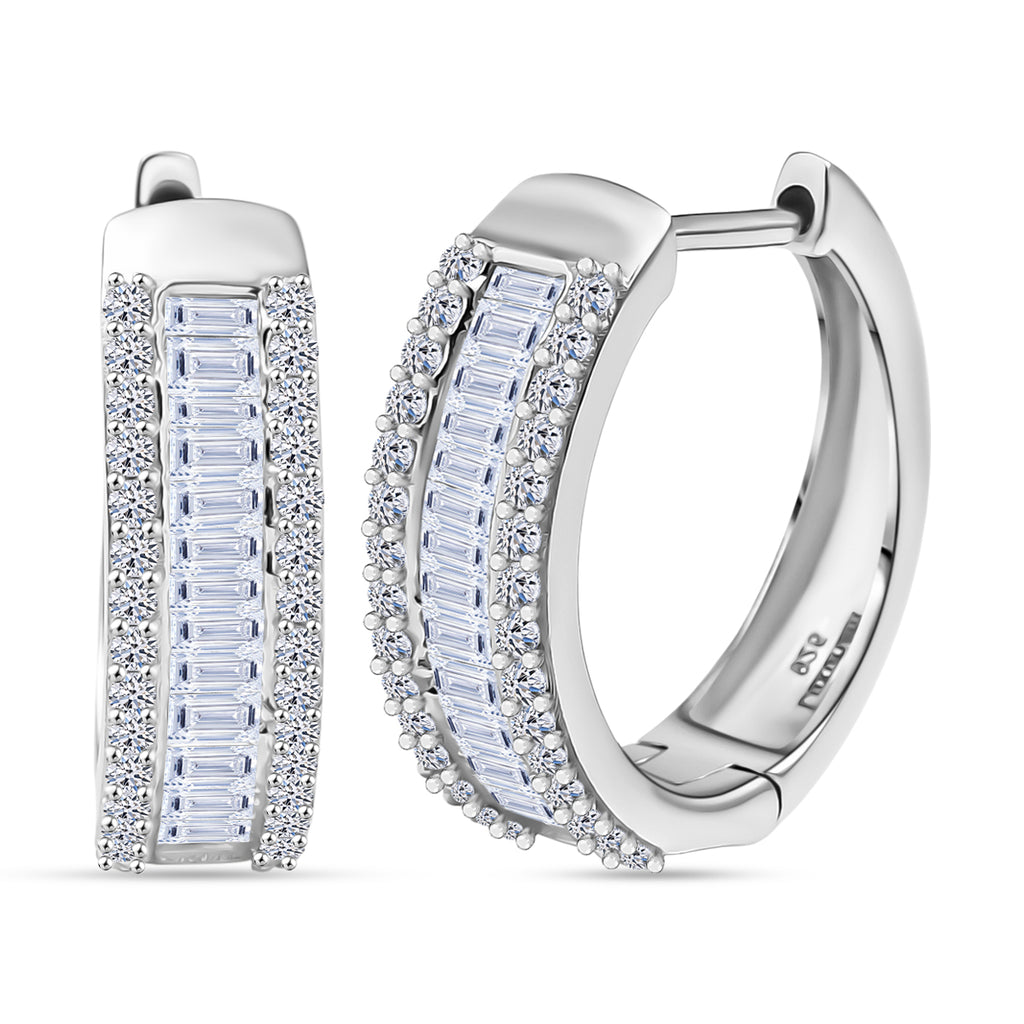 Luxuriant Lab Grown Diamond (SI/GH) Full Hoop Earring in Rhodium Overlay Sterling Silver 1.00 Ct._8116122