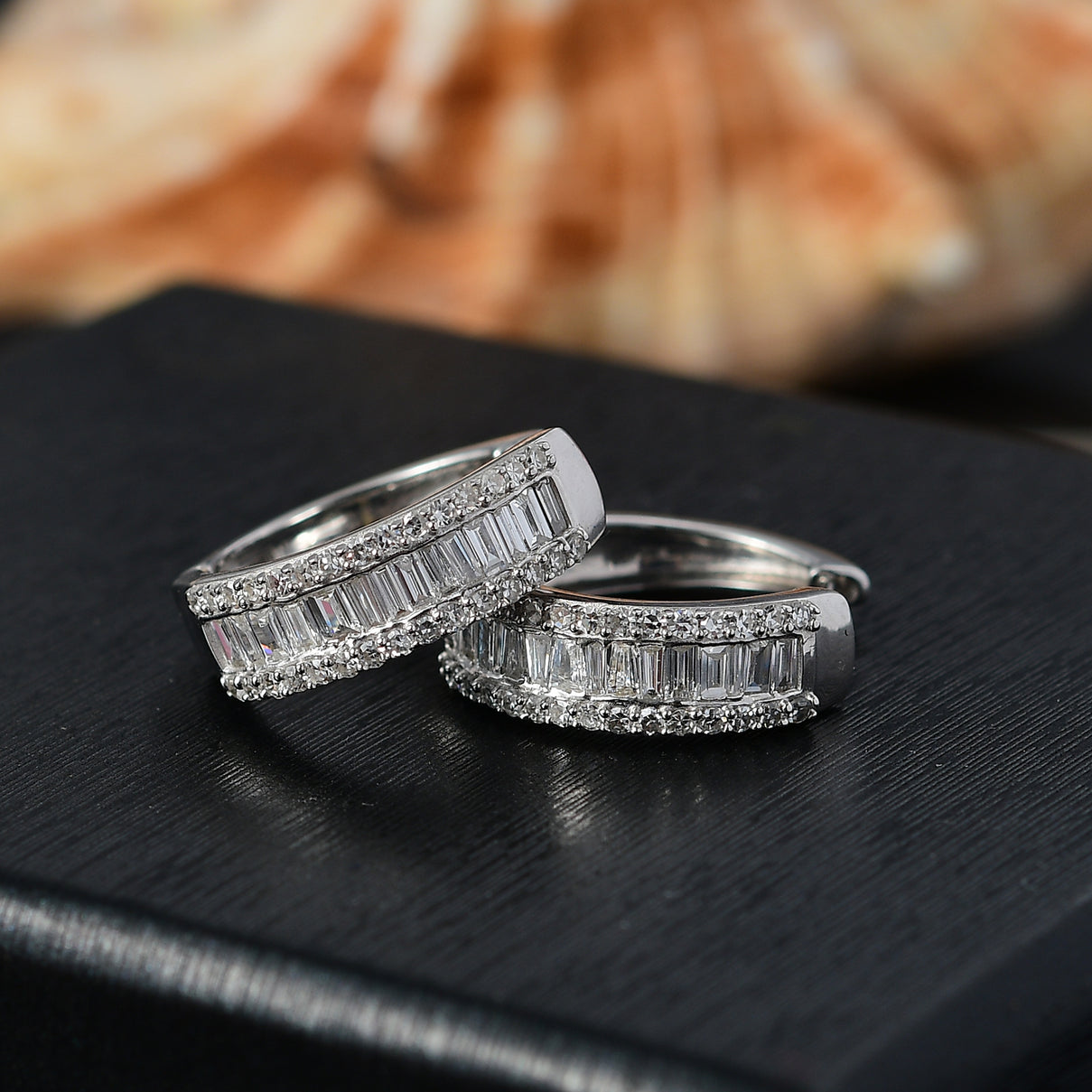 LUXURIANT 1 Ct. Lab Grown Diamond Full Hoop Earring in Rhodium Overlay Sterling Silver, SI G/H 8116122 2